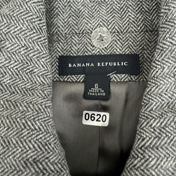 Banana Republic Gray Wool Blend Herringbone Long Sleeve Blazer Jacket Women's 6 - Picture 6 of 12